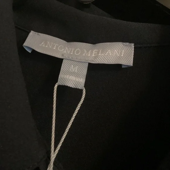 NWT Antonio Melani Navy Blue Detachable Bow Tie Long Sleeve Button Blo… - Picture 6 of 8